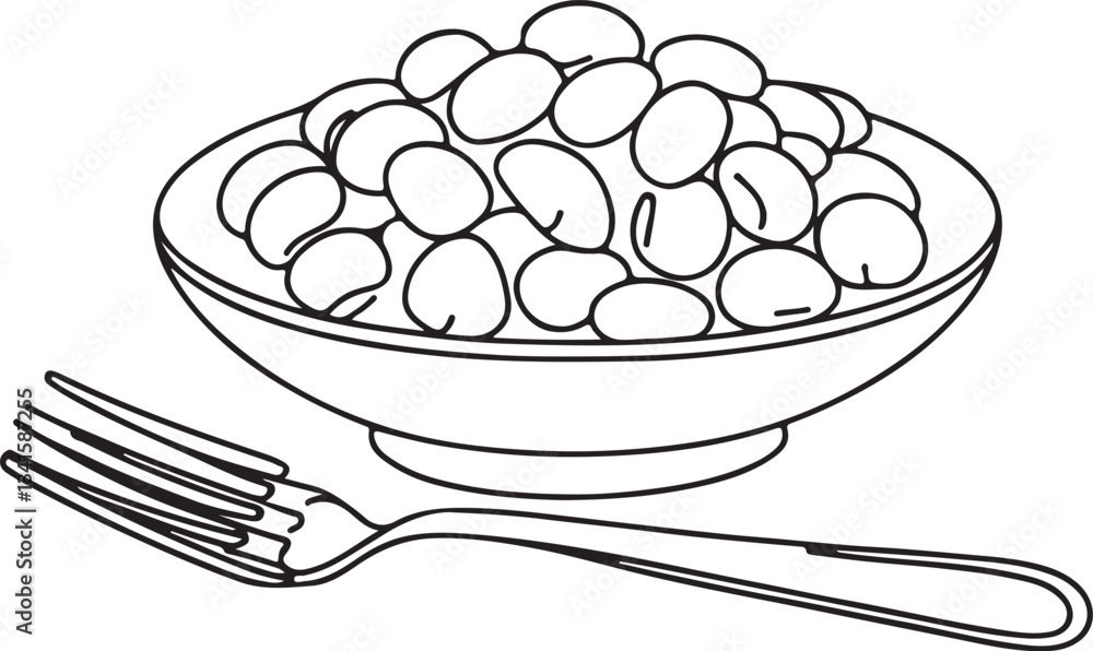 Elegant  Line Drawing of Gnocchi Dish