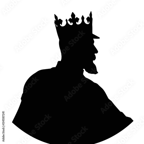 Majestic czar silhouette with crown on white background, historical symbolism