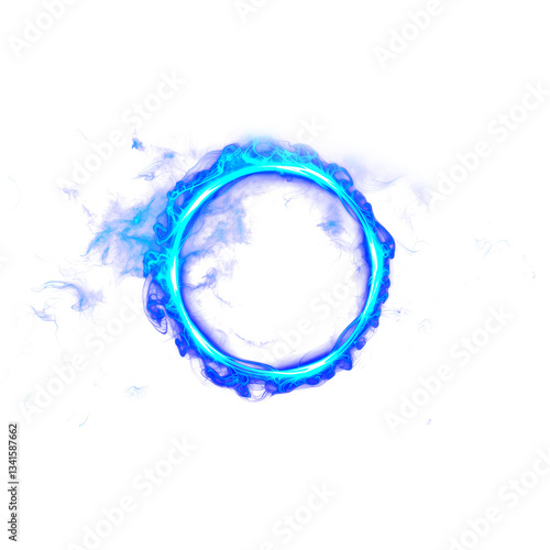 Glowing blue energy circle on black background