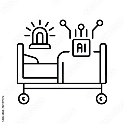 AI triage of patients black line icon for digital and print projects.