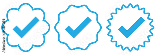 Blue check mark icon. Check mark vector icon. Checkmark Illustration. Vector symbols set ,blue checkmark isolated on white background. Correct vote choise isolated symbol.
