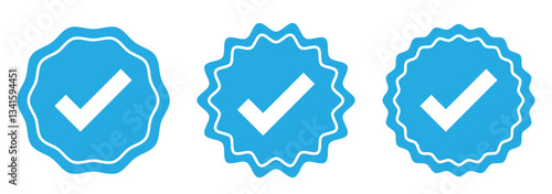 Blue check mark icon. Check mark vector icon. Checkmark Illustration. Vector symbols set ,blue checkmark isolated on white background. Correct vote choise isolated symbol.