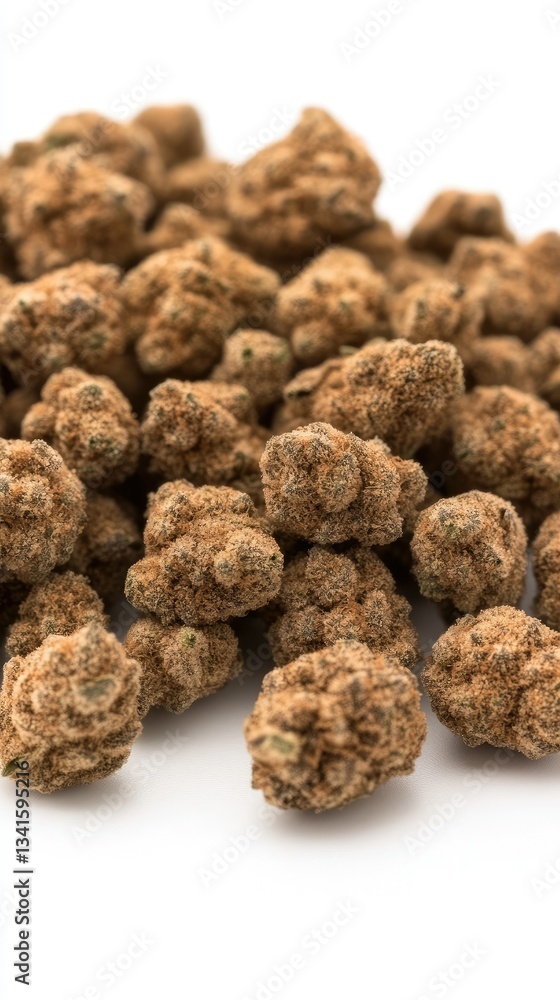 High-quality cannabis buds displayed on a white background showcasing their rich texture and natural color variations during daytime High-quality cannabis buds displayed on a white background showcasing their rich texture and natural color variations during daytime