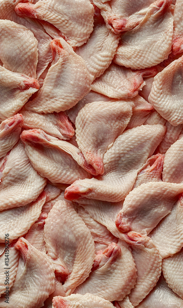 Fototapeta premium Raw chicken wings close up displaying natural color, texture and form in studio light