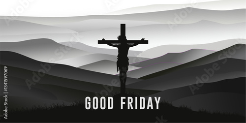 beautiful good friday cultural background for spiritual belief and faith vector.Good Friday Christian holiday concept with Jesus. Best For greeting card, banner, poster, logo vector illustration.