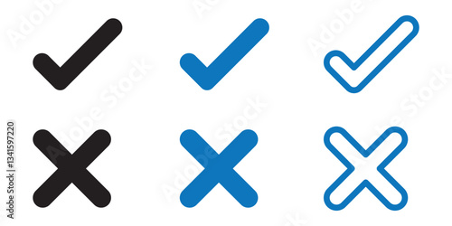 checkmark and X mark icon. check and uncheck icon vector. validation icon vector. for apps and websites.