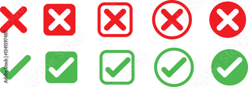 checkmark and X mark icon. check and uncheck icon vector. validation icon vector. for apps and websites.