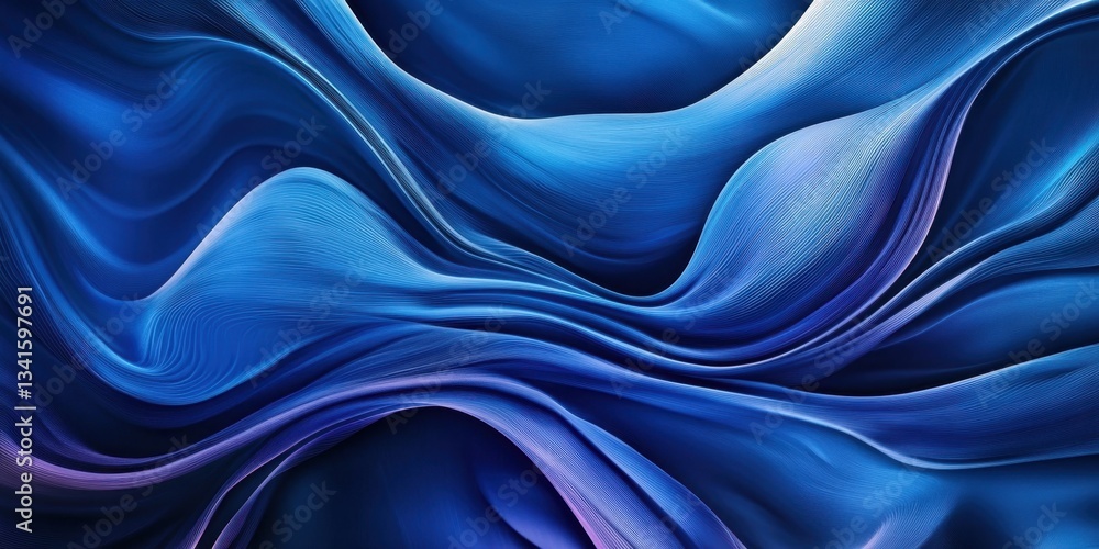 Obraz premium Abstract Fluid Art: Deep shades of blue and purple intertwine to create a mesmerizing abstract artwork. The flowing lines and textured surfaces evoke a sense of movement and depth.