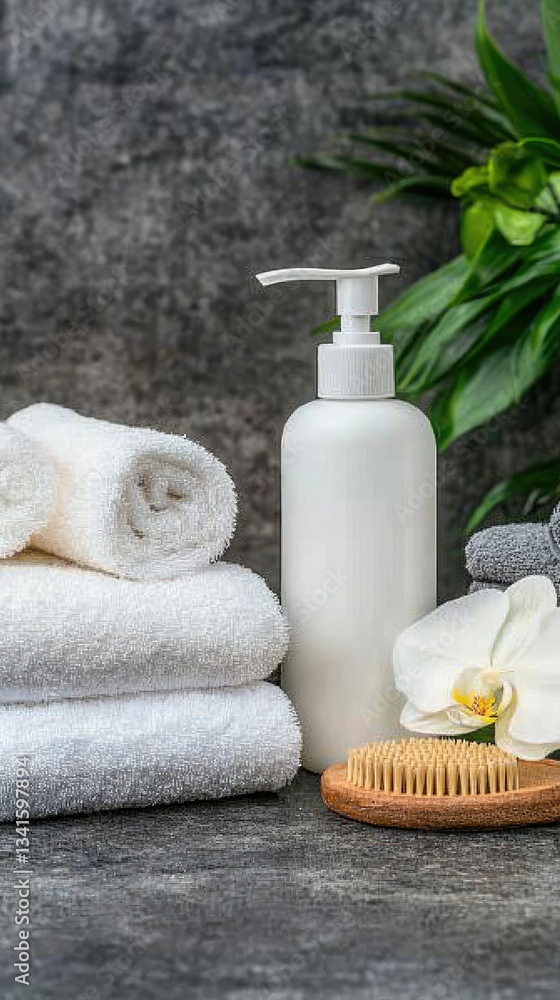 Relaxing spa setting with fresh towels, natural ingredients, and decor promoting wellness and self-care routines Relaxing spa setting with fresh towels, natural ingredients, and decor promoting wellness and self-care routines