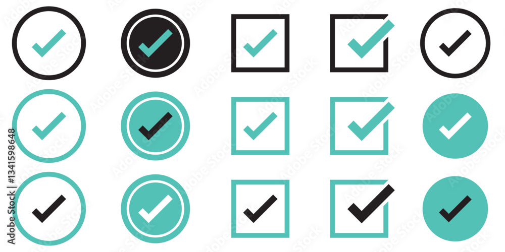 Check mark icon set with editable strokes. Accepted, rejected, approved, disapproved, right, wrong, correct, false, true, done symbols. Check mark icon set with editable strokes. Accepted, rejected, approved, disapproved, right, wrong, correct, false, true, done symbols.