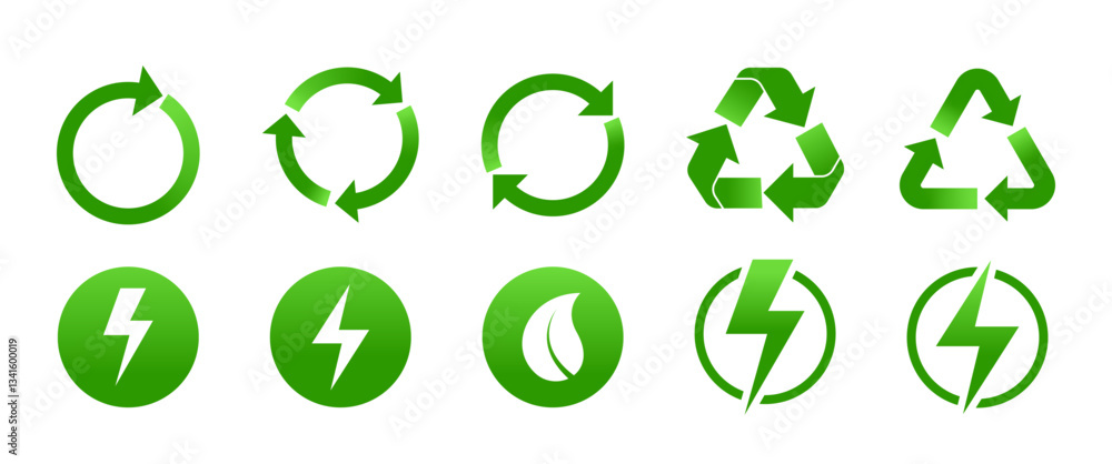 Recycling vector Icon set design, Green Gradient ECO symbol, Environmental, Pollustion, Clean Energy Clip art and illustration, for App and Web, Banner and Social media ads (Editable) Recycling vector Icon set design, Green Gradient ECO symbol, Environmental, Pollustion, Clean Energy Clip art and illustration, for App and Web, Banner and Social media ads (Editable)