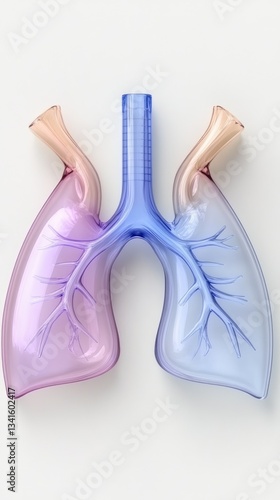 Lungs model showcasing different colors to represent air passageways and alveoli in a detailed anatomical display