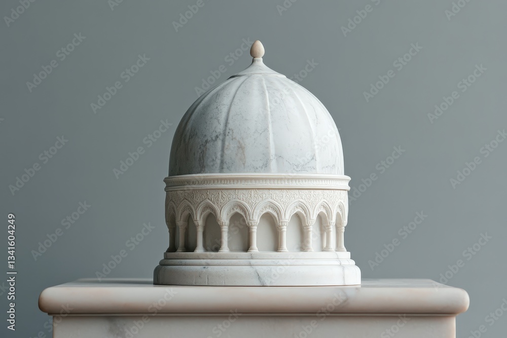 Fototapeta premium A detailed miniature of an elegant mosque structure in white marble