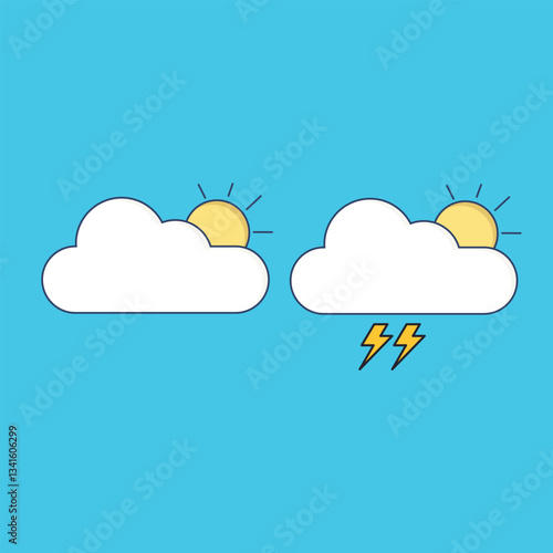 vector bright clouds and clouds with lightning