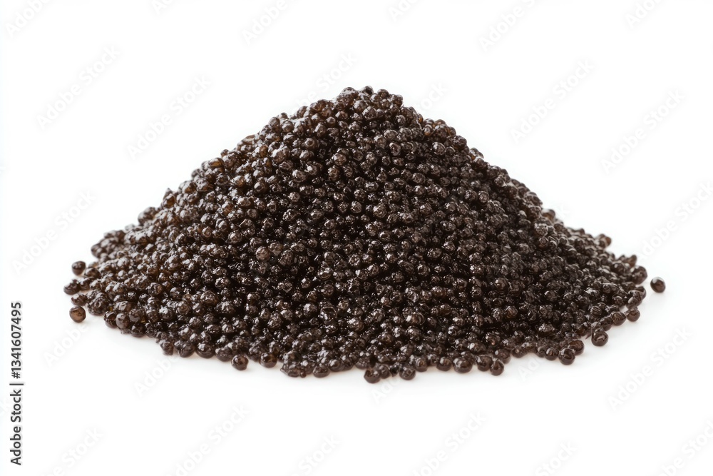 Black granular substance on white background. Neural network AI generated Black granular substance on white background. Neural network AI generated
