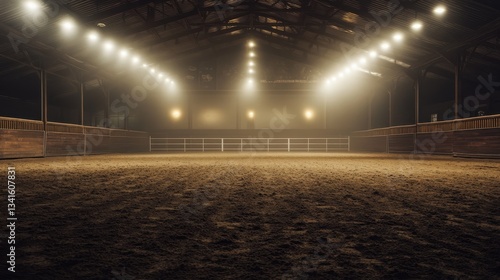 Large riding arena with ceiling lighting