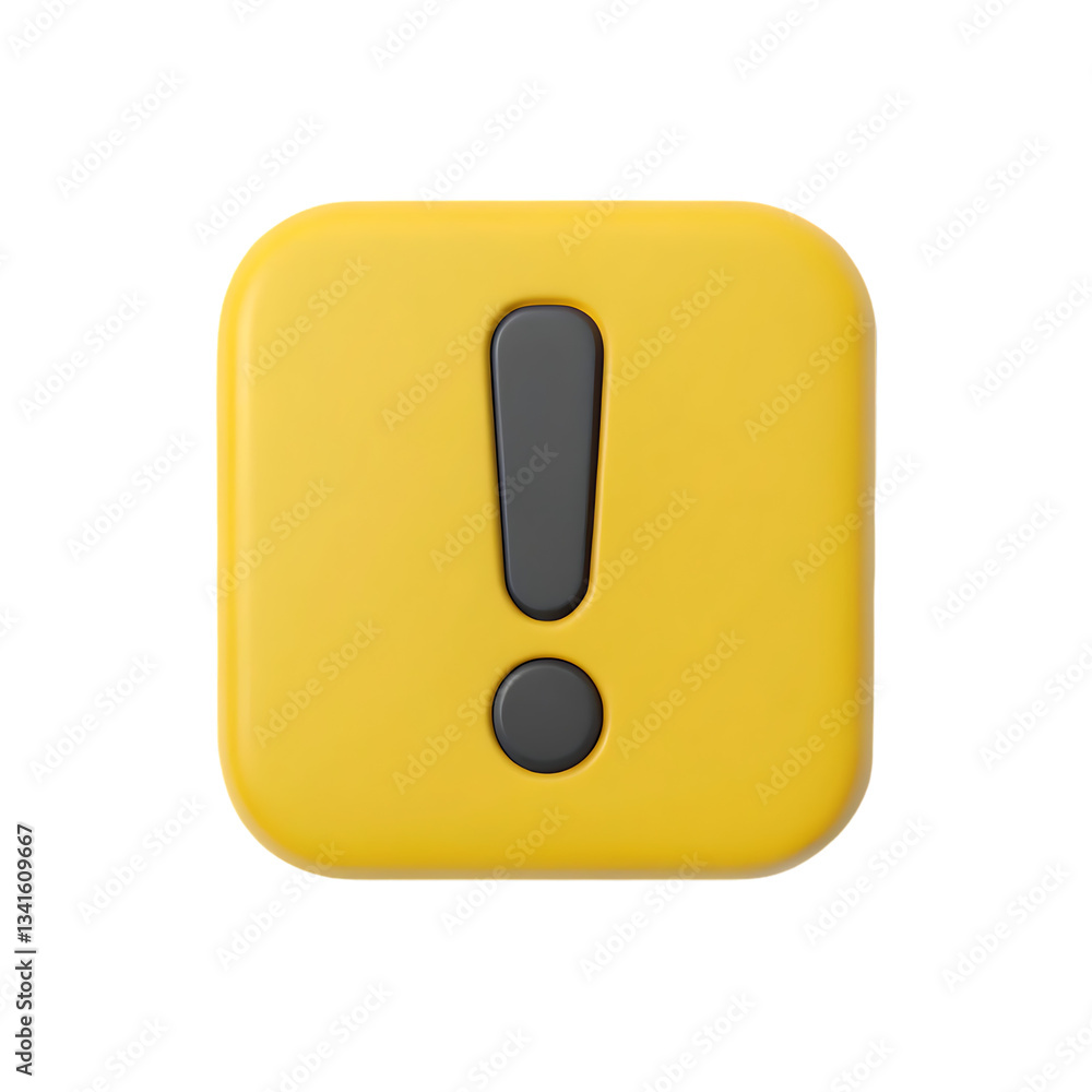 Yellow square button with exclamation mark. Yellow square button with exclamation mark.
