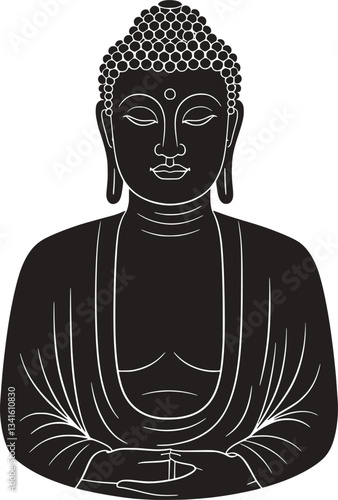This image is an illustration of the upper body of Buddha
