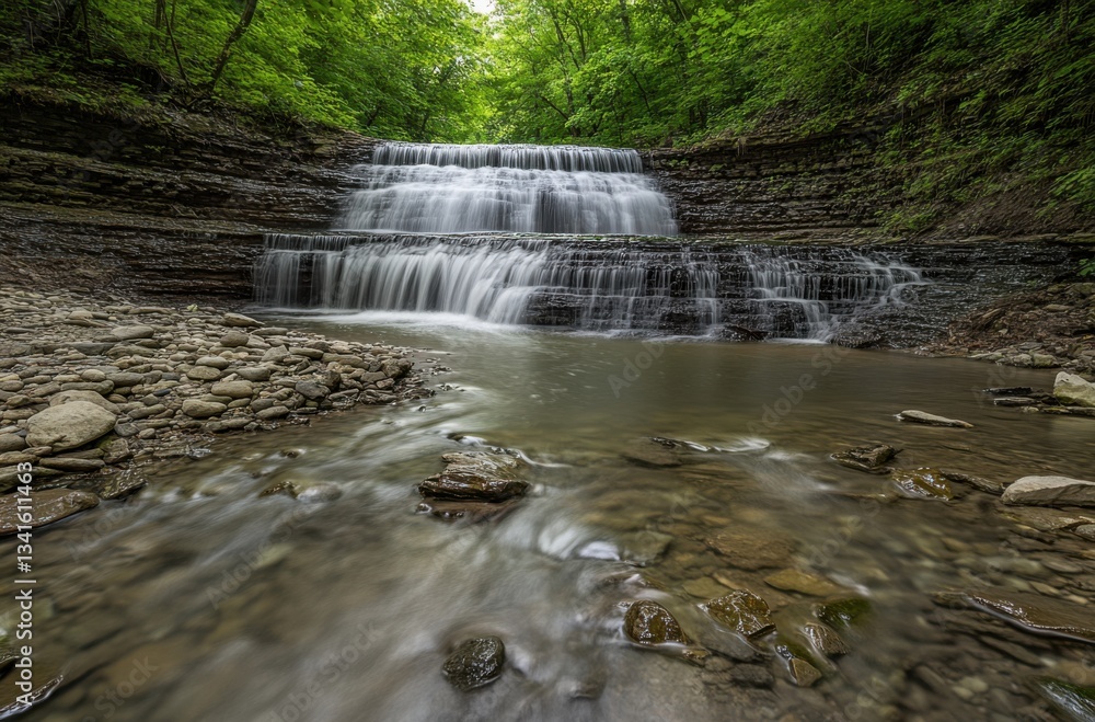 Fototapeta premium Watkins Glen waterfall, fairytale-like scene with