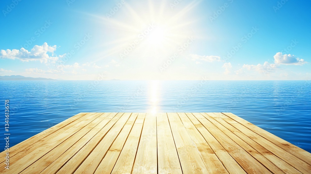 Fototapeta premium Wooden dock over tranquil ocean