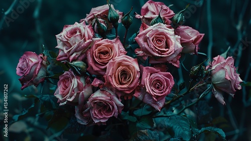 A Beautiful Bouquet of Roses in Various Shades, Capturing the Delicate Beauty and Elegance of Nature's Most Iconic Flower, Radiating Warmth and Color Against a Lush Green Backdrop