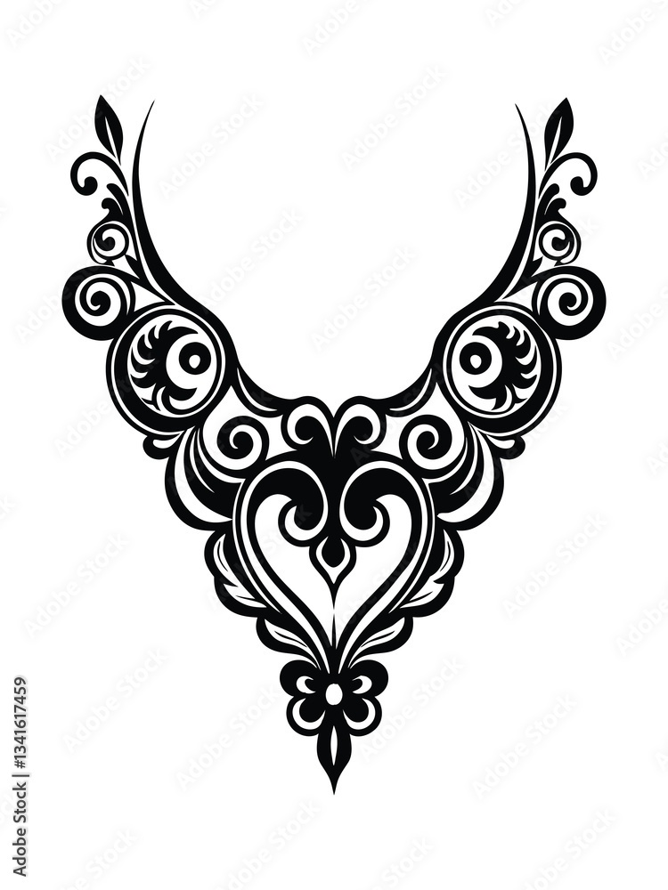 Neck line baroque floral ornament vector illustration Neck line baroque floral ornament vector illustration