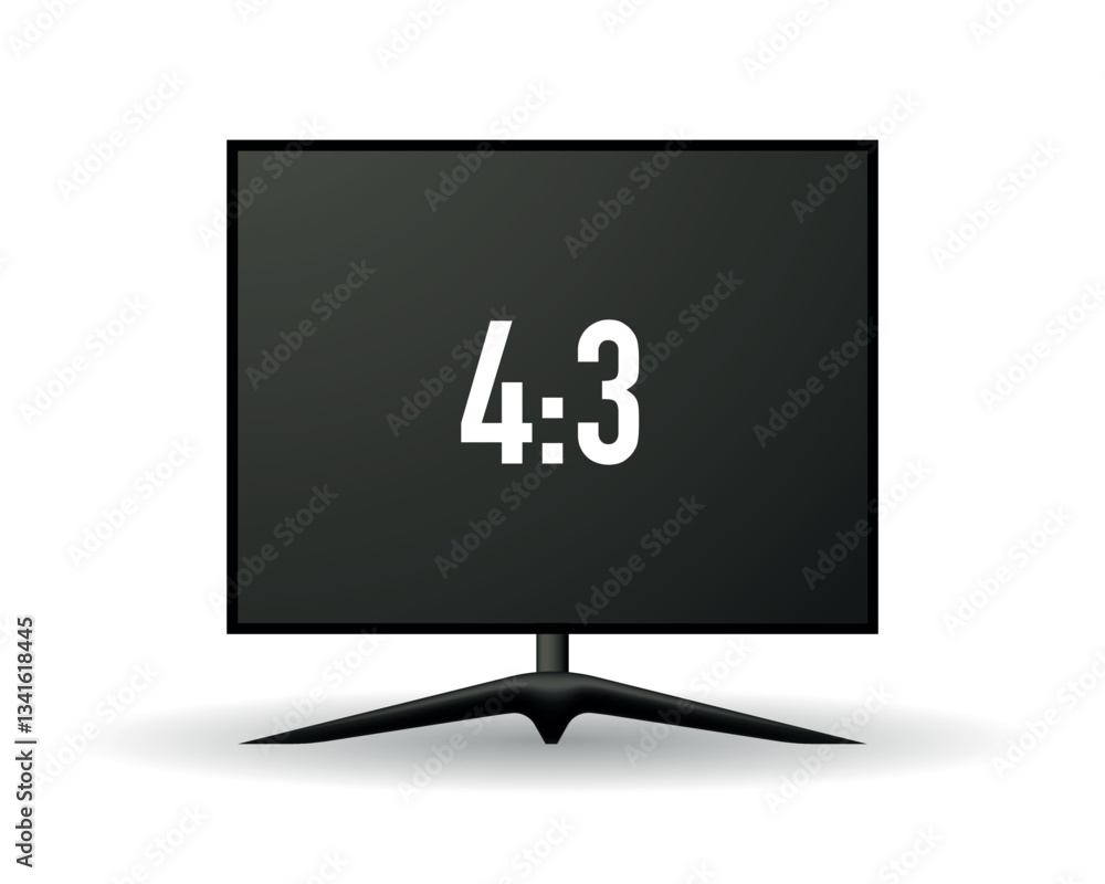 4:3 aspect ratio monitor with a black screen, modern design. 4:3 aspect ratio monitor with a black screen, modern design.