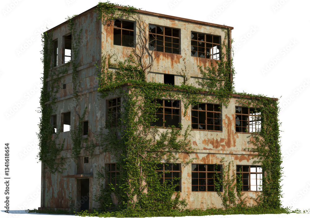 Overgrown Abandoned Building Exterior Rusty Facade Ivy Covered Walls Old Structure Overgrown Abandoned Building Exterior Rusty Facade Ivy Covered Walls Old Structure