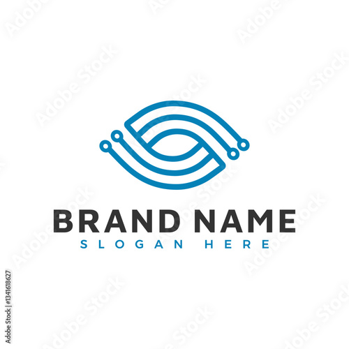 simple Eye tech logo vector design template