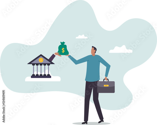 Business loan or bank offer money agreement, personal loan or entrepreneur and small business lending, debt or bank approval allowance .character for design