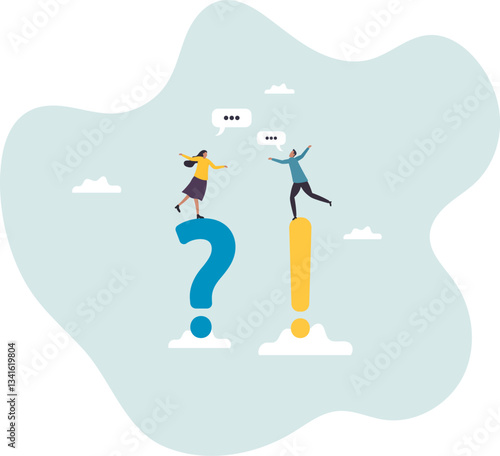 Question and answer, Q&A session, FAQ, frequently asked questions, discussion to get solution to solve problem,character for design