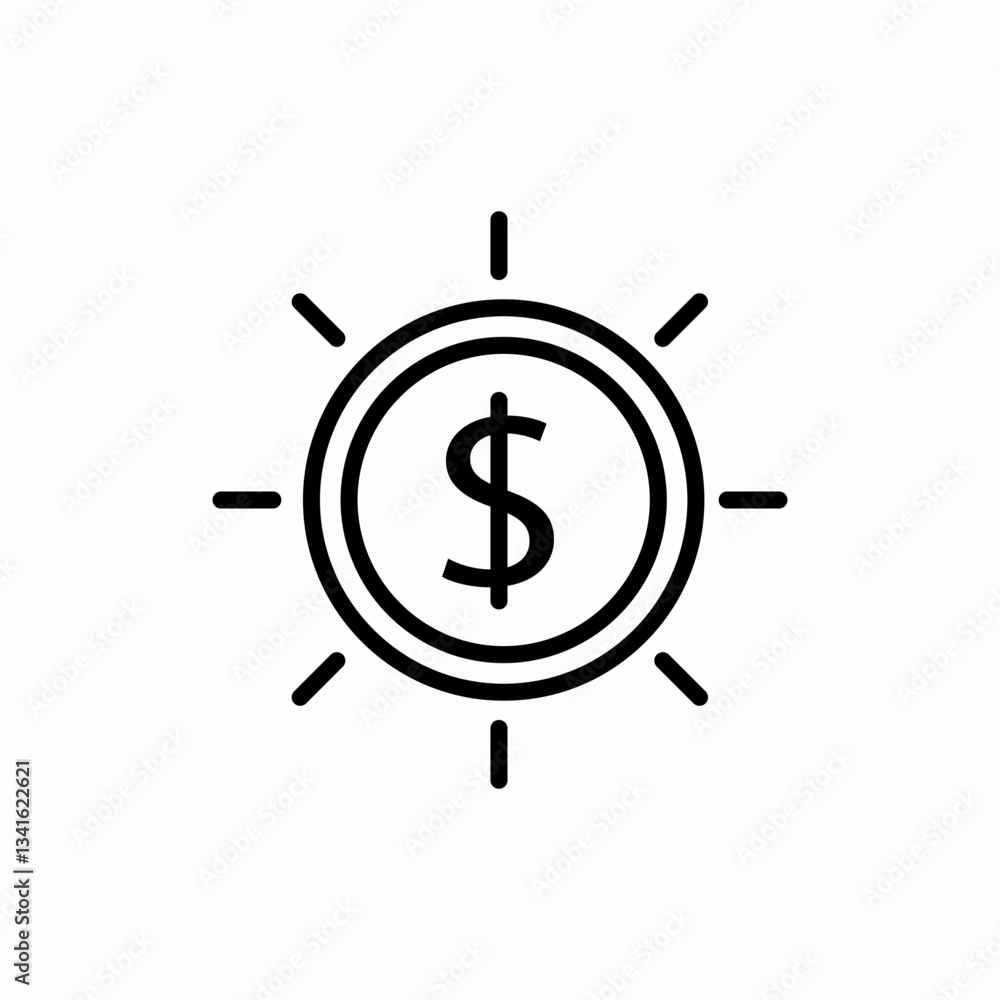 Dollar currency circle icon vector sign