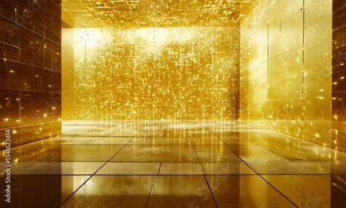 Golden Glittering Room: A Luxurious Digital Art