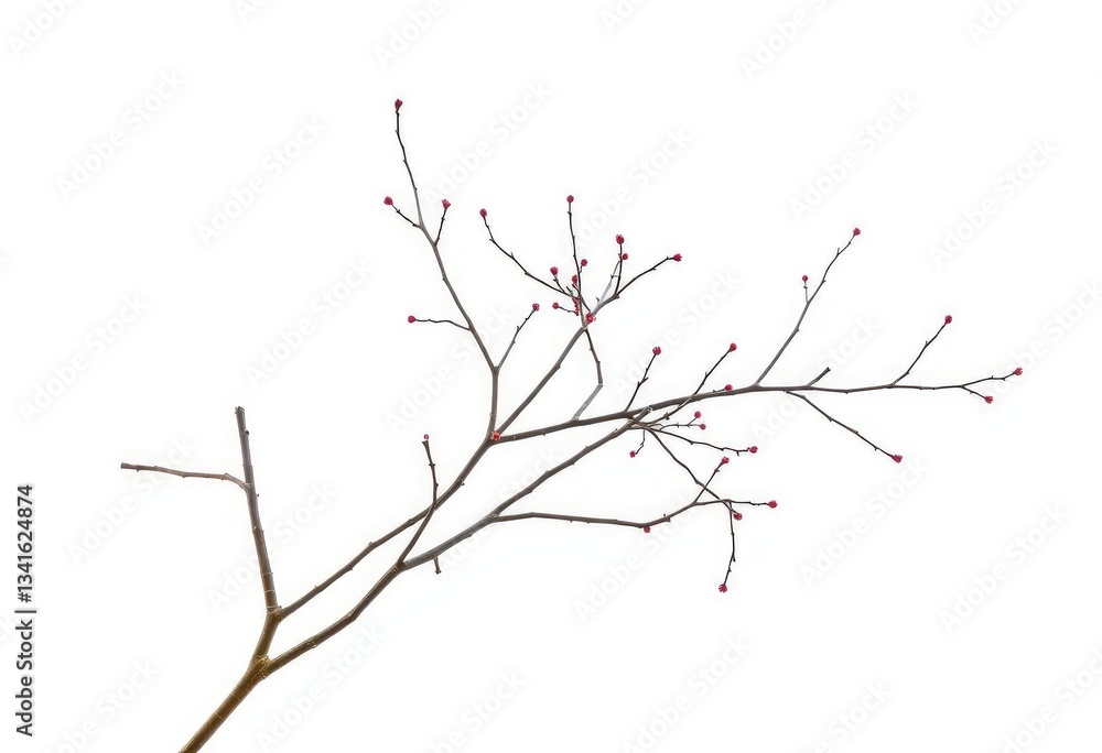 Fototapeta premium Delicate, bare branches isolated on pure white backdrop, bare, simple