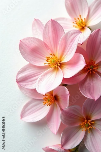 Delicate flower petals unfolding on white background, floral, floral arrangement, nature