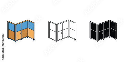 A set of cubicle partition vector illustration