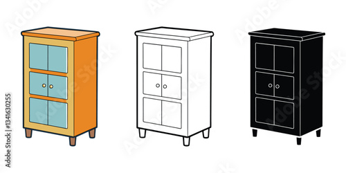 A set of storage cabinet vector illustration