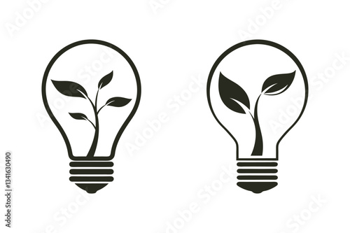 an icon of a sprouting seed inside a lightbulb set