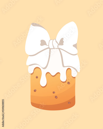 Easter cake with a bow. Color vector image.