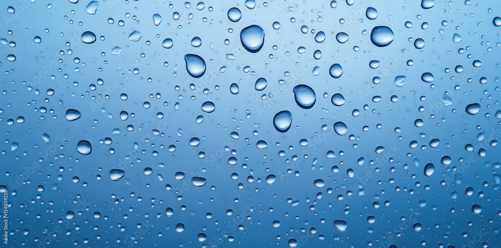 A close-up view of water droplets on a blue background, creating a refreshing and calming texture. A close-up view of water droplets on a blue background, creating a refreshing and calming texture.