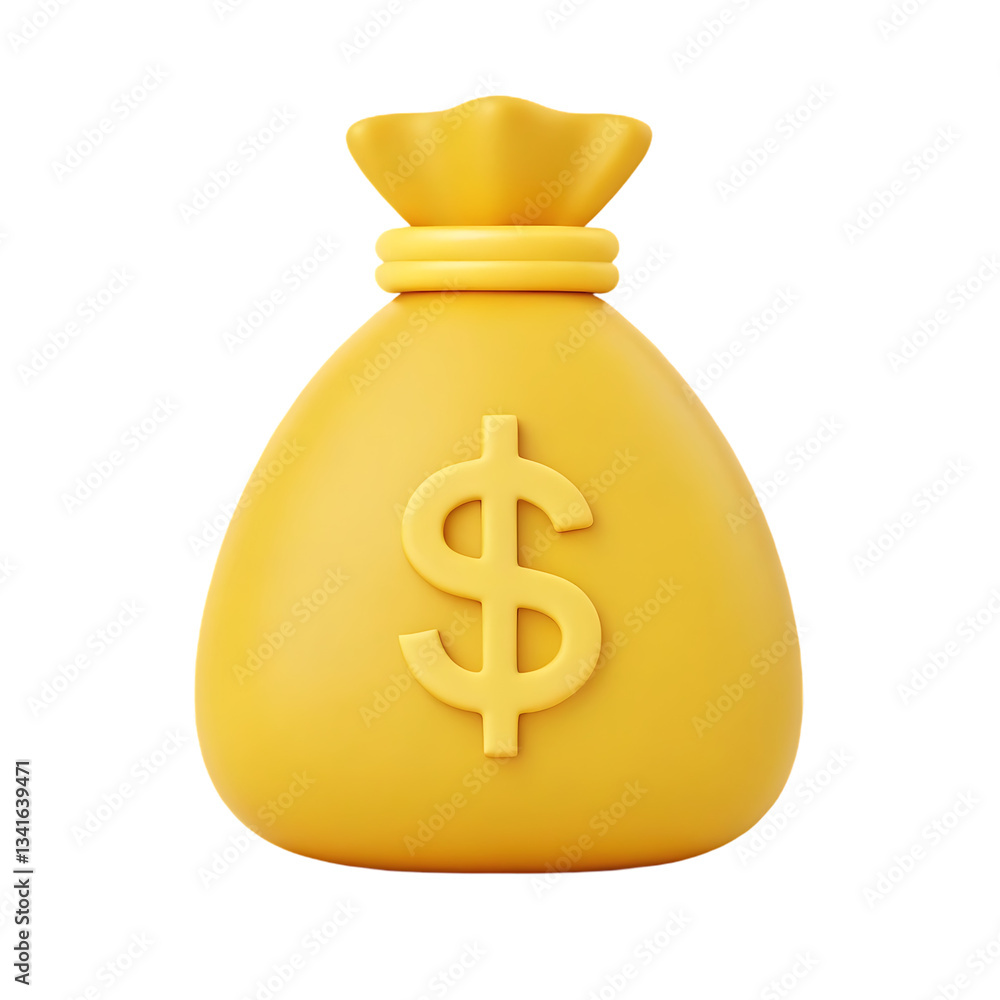 3D rendering of a yellow money bag with dollar sign. 3D rendering of a yellow money bag with dollar sign.