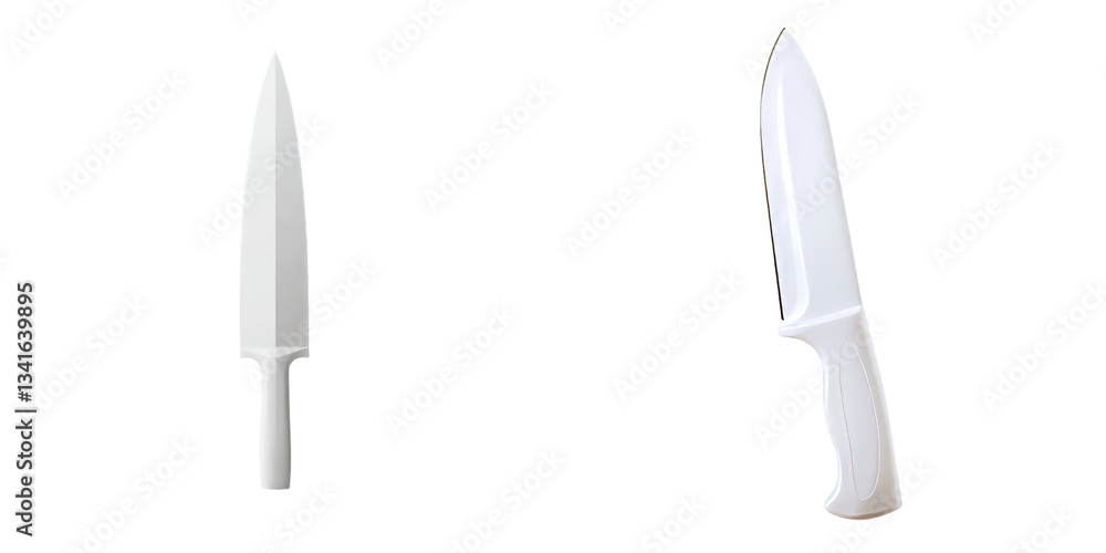 Obraz premium Generative Ai has produced an image of a lone white plastic knife on a see-through background