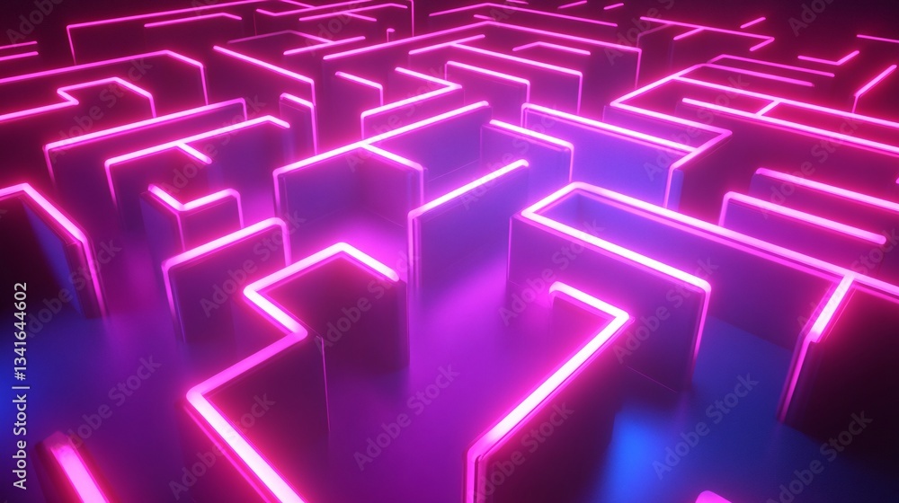 Navigating Through a Futuristic Neon Maze Depicting Data Security Challenges Navigating Through a Futuristic Neon Maze Depicting Data Security Challenges