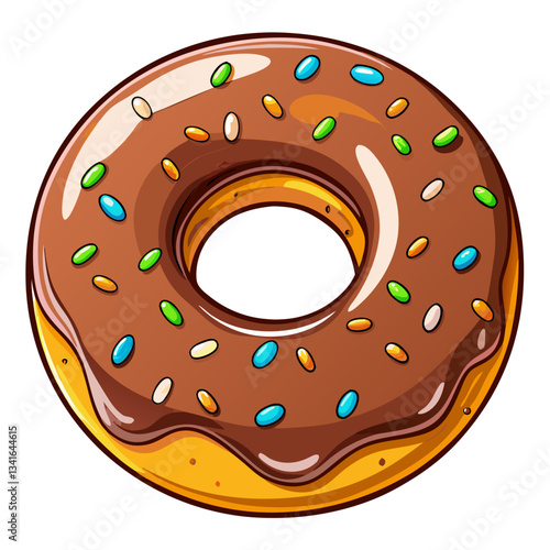 a delicious chocolate glazed doughnut with colorful sprinkles vector illustration