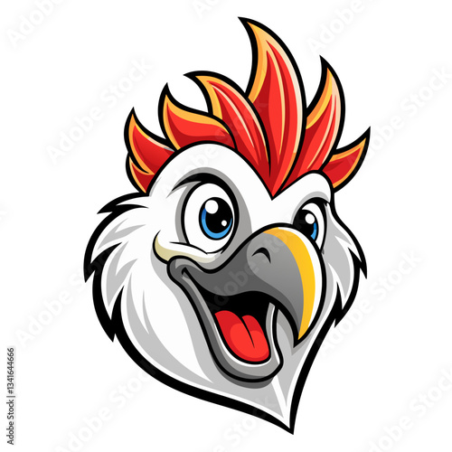 Wallpaper Mural a close-up of a cheerful cartoon rooster's head with vibrant red and yellow crest vector illustration Torontodigital.ca