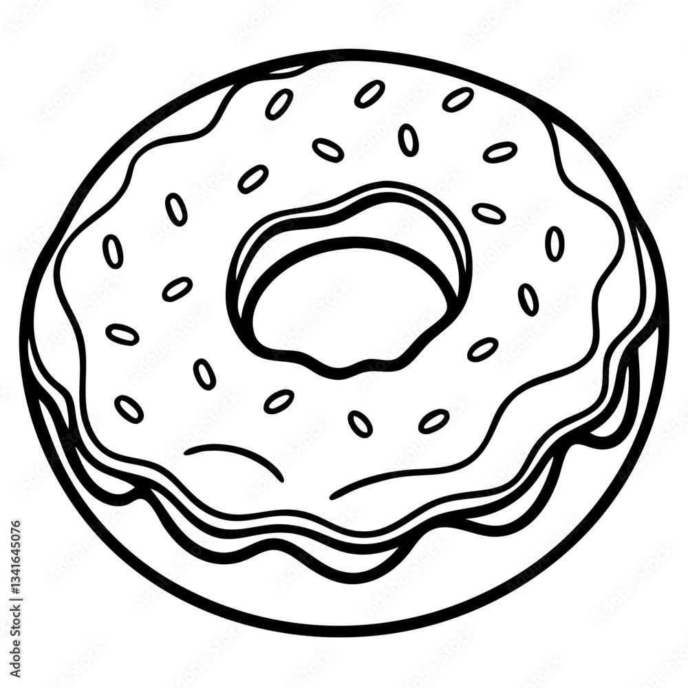 a donut with glaze and sprinkles, perfect for coloring and designs vector illustration a donut with glaze and sprinkles, perfect for coloring and designs vector illustration