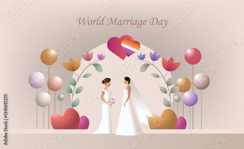 Two brides celebrating their wedding on world marriage day