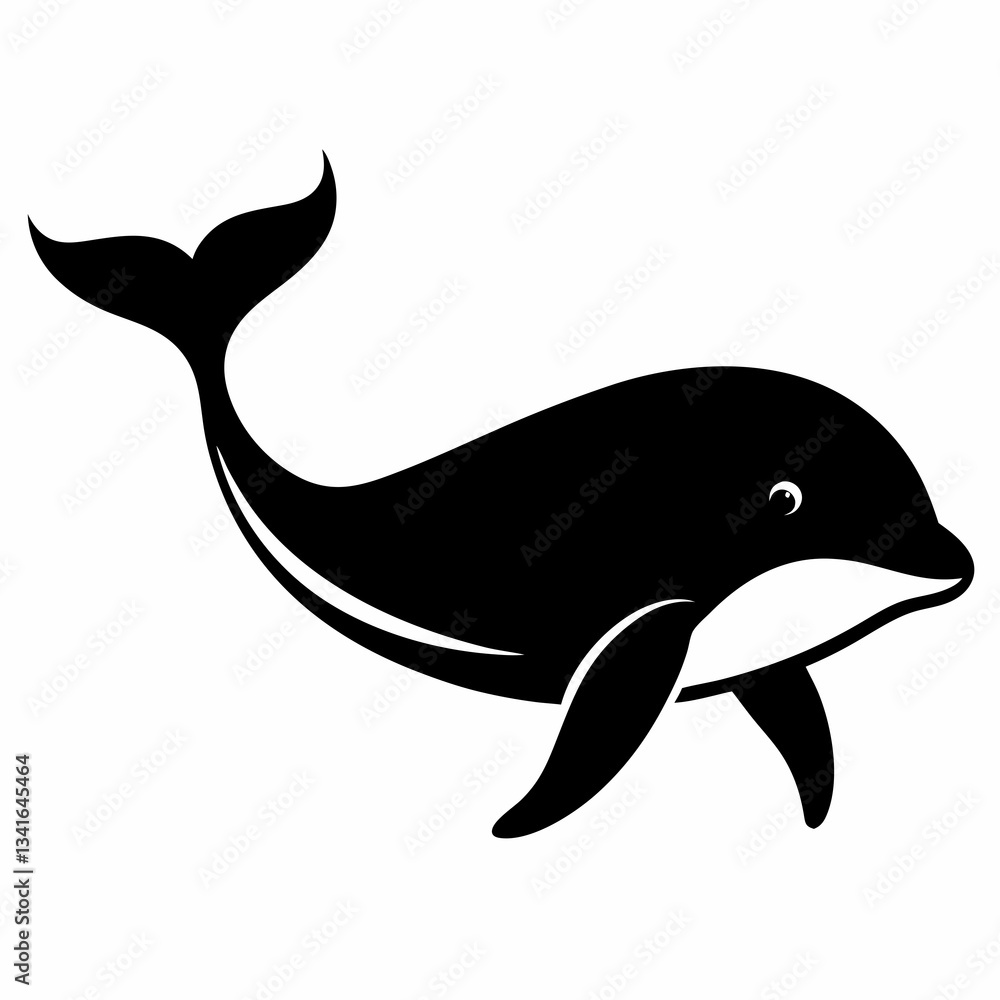 Naklejka premium Black Whale Outline Illustration
