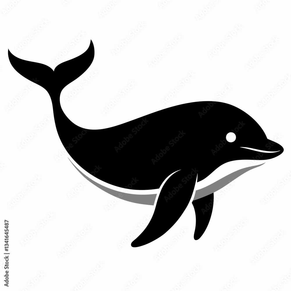 Fototapeta premium Black Whale Outline Illustration