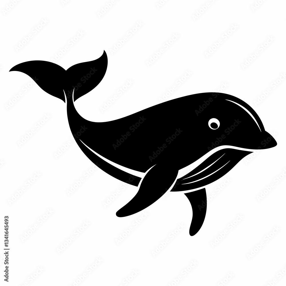 Fototapeta premium Black Whale Outline Illustration
